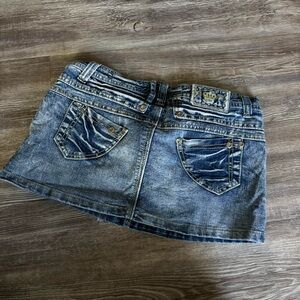 Denim Mini Skirt with Embroidered Detail